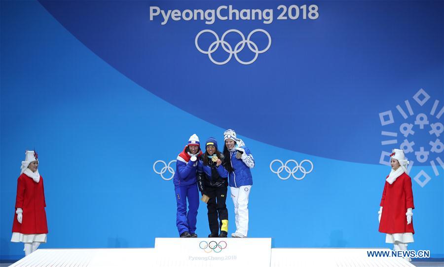 (SP)OLY-SOUTH KOREA-PYEONGCHANG-CROSS-COUNTRY SKIING-LADIES' 7.5KM+7.5KM SKIATHLON-MEDAL CEREMONY