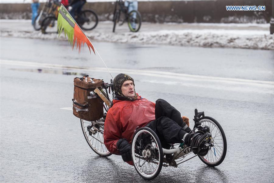 RUSSIA-MOSCOW-WINTER BIKE PARADE