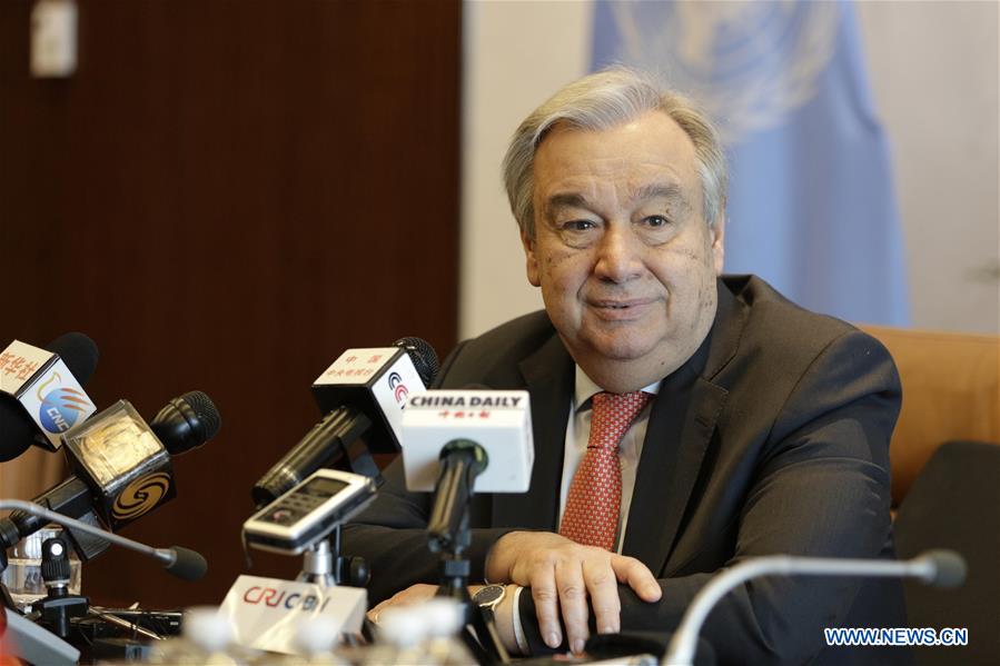 UN-ANTONIO GUTERRES-CHINESE MEDIA-JOINT INTERVIEW