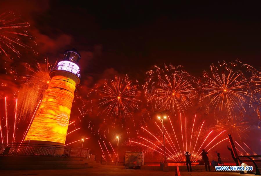 (SCO SUMMIT) CHINA-QINGDAO-SCO-LIGHTS-FIREWORKS-SHOW (CN)