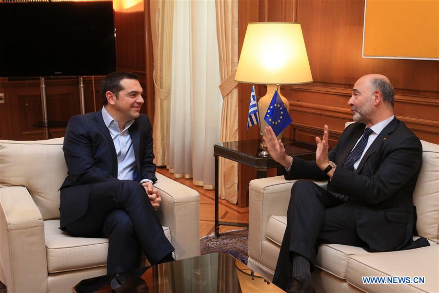 GREECE-ATHENS-PM-EU-MOSCOVICI-MEETING