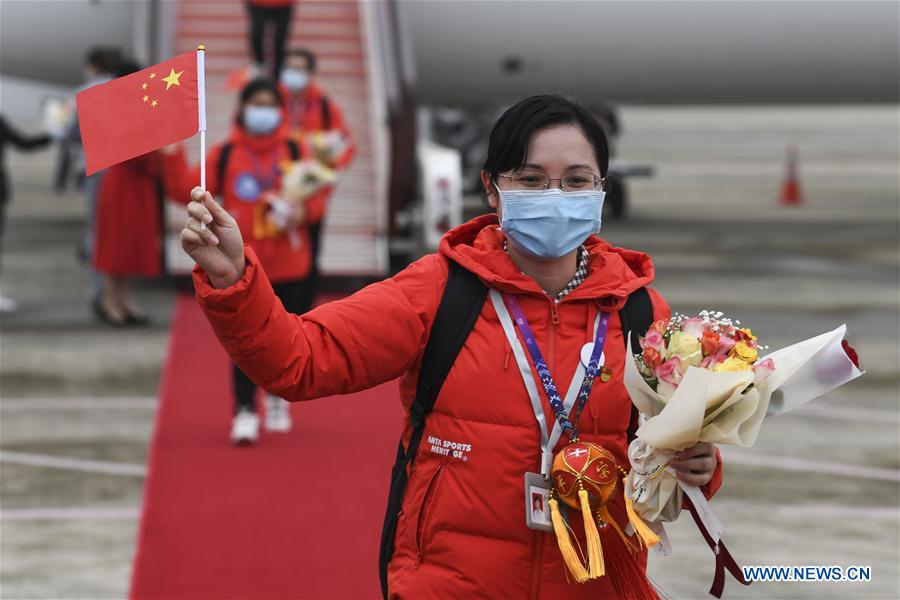 CHINA-GUANGXI-COVID-19-MEDICS-RETURN HOME-ARRIVAL (CN)