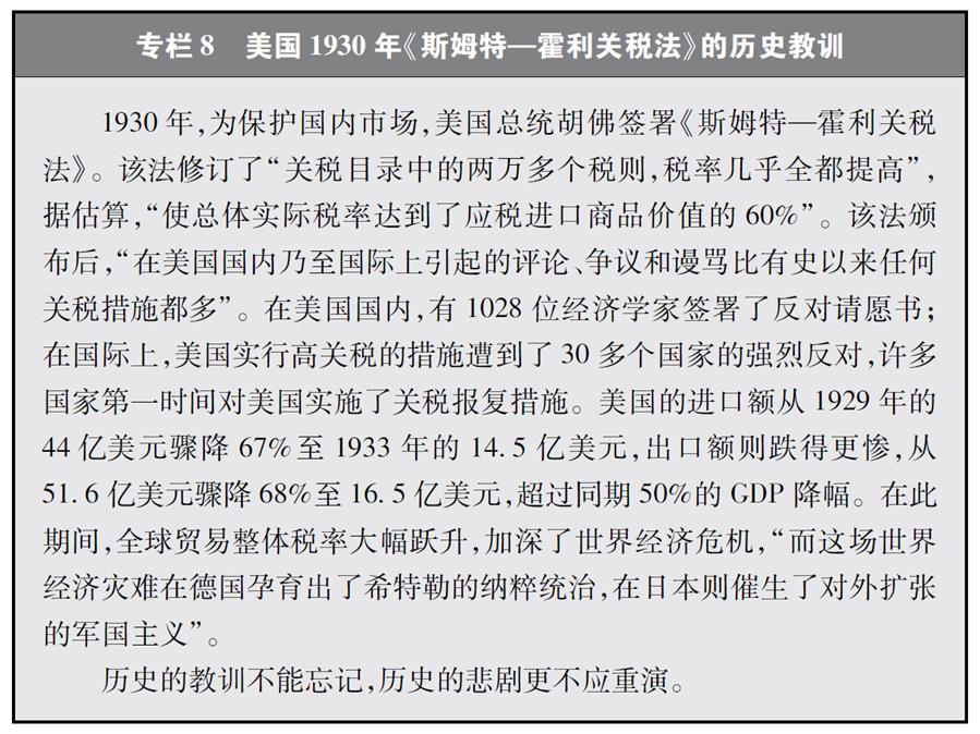 （圖表）[“中美經(jīng)貿(mào)摩擦”白皮書]專欄8 美國1930年《斯姆特—霍利關(guān)稅法》的歷史教訓(xùn)