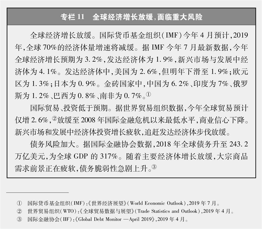 （圖表）[新時(shí)代的中國與世界白皮書]專欄11 全球經(jīng)濟(jì)增長放緩，面臨重大風(fēng)險(xiǎn)