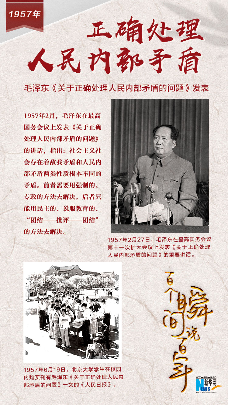 1957，正確處理人民內(nèi)部矛盾