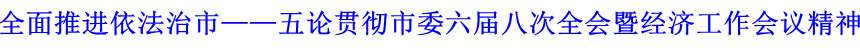 全面推進依法治市——五論貫徹市委六屆八次全會暨經濟工作會議精神